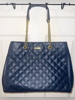 Joy and Iman Diamond Quilted Genuine Leather Satchel